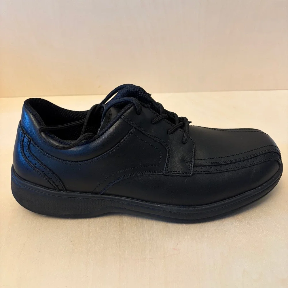 Orthofeet Dress Shoe Men 12 Extra Wide 4E Black Leather Orthopedic Oxfords